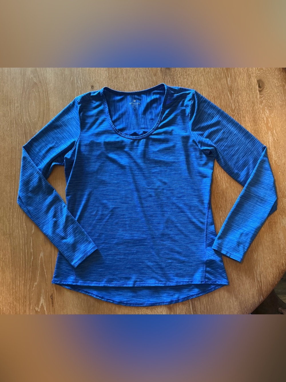 Athleta Chi Long Sleeve Royal Blue Stripe L Large Top UPF Sun Protection Shirt
